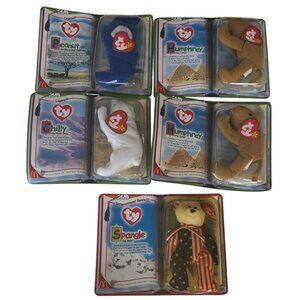 Mixed Lot of 5 McDonald's TY Beanie Babies Plush Dolls 5" (BOXED)